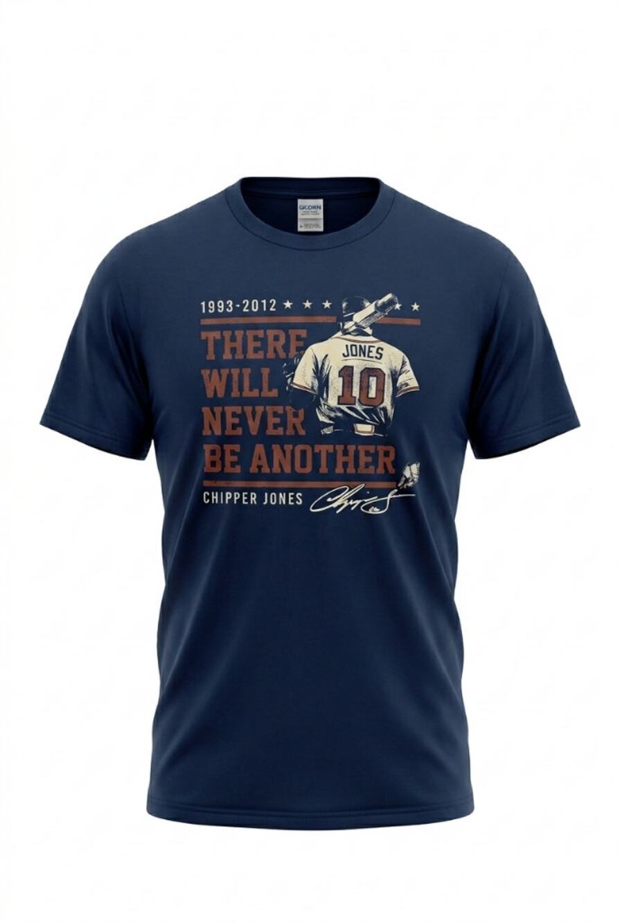 Gildan Chipper Jones Tribute Tee 2XL Navy “There Will Never Be Another”